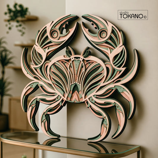 Crab Laser Cut SVG | 6-Layer Symmetrical Wall Art