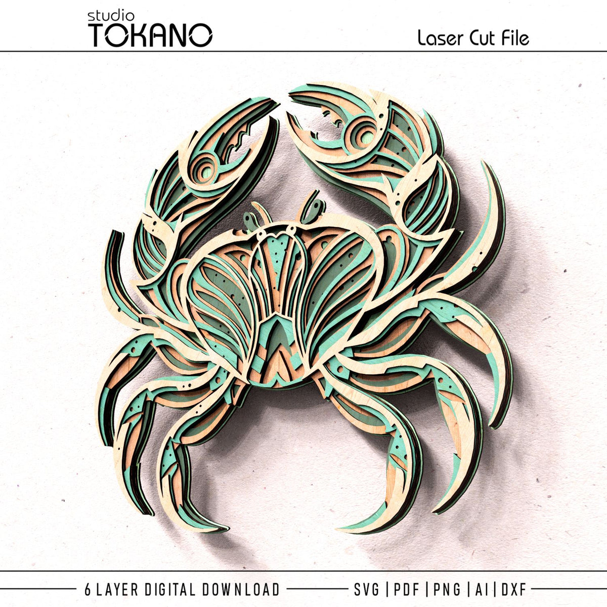 Crab Laser Cut SVG | 6-Layer Symmetrical Wall Art