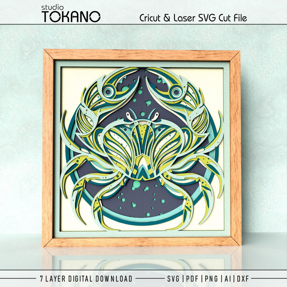 Crab Shadow Box SVG | 7 Layer Sea Life Wall Art | Cricut & Laser Cut File