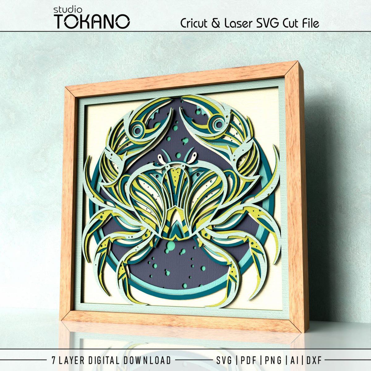 Crab Shadow Box SVG | 7 Layer Sea Life Wall Art | Cricut & Laser Cut File