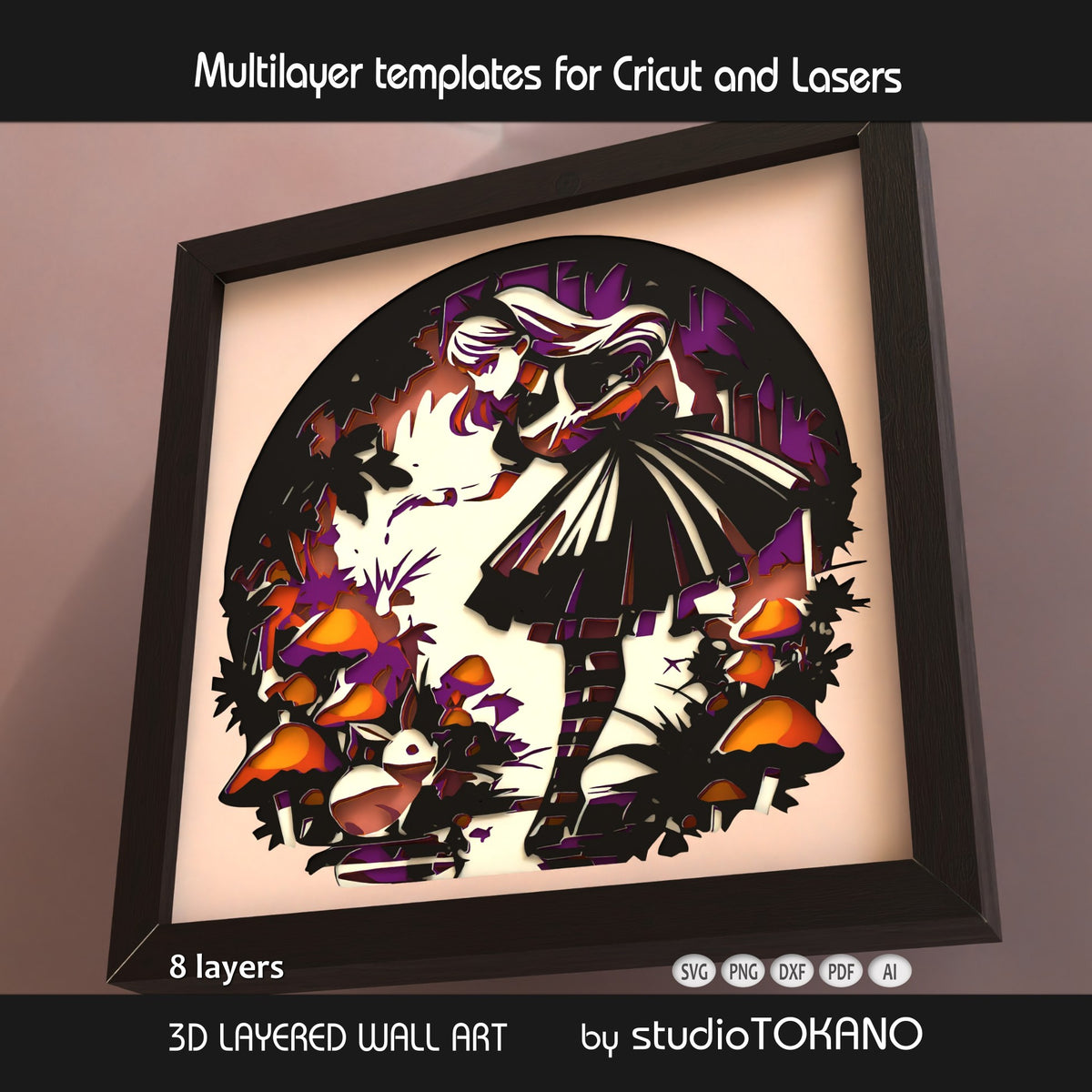 Alice in Wonderland Shadow Box SVG | 8 Layer Wonderland Wall Art | Cricut & Laser Cut File