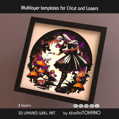 Alice in Wonderland Shadow Box SVG | 8 Layer Wonderland Wall Art | Cricut & Laser Cut File