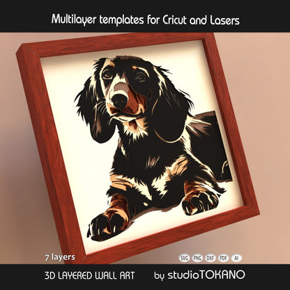 Dachshund Shadow Box SVG | Sausage Dog Portrait Cut File | Cricut & Laser