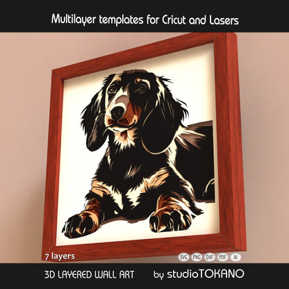 Dachshund Shadow Box SVG | Sausage Dog Portrait Cut File | Cricut & Laser