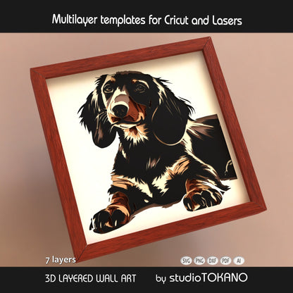 Dachshund Shadow Box SVG | Sausage Dog Portrait Cut File | Cricut & Laser