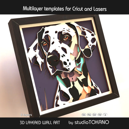 Dalmatian Layered SVG | 8 Layer Dog Shadow Box Design | Cricut & Laser File