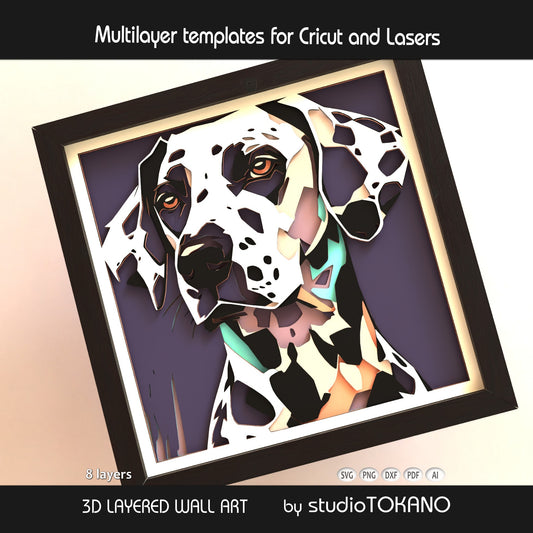 Dalmatian Layered SVG | 8 Layer Dog Shadow Box Design | Cricut & Laser File