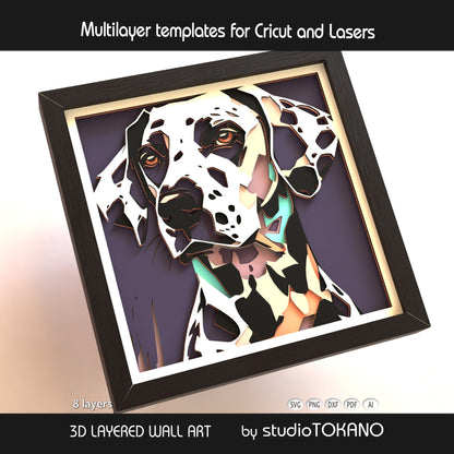 Dalmatian Layered SVG | 8 Layer Dog Shadow Box Design | Cricut & Laser File