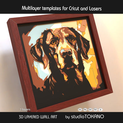 Labrador Layered SVG | 7 Multi Layer Dog Shadow Box Design | Cricut & Laser File