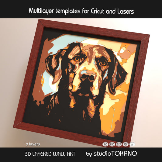 Labrador Layered SVG | 7 Multi Layer Dog Shadow Box Design | Cricut & Laser File