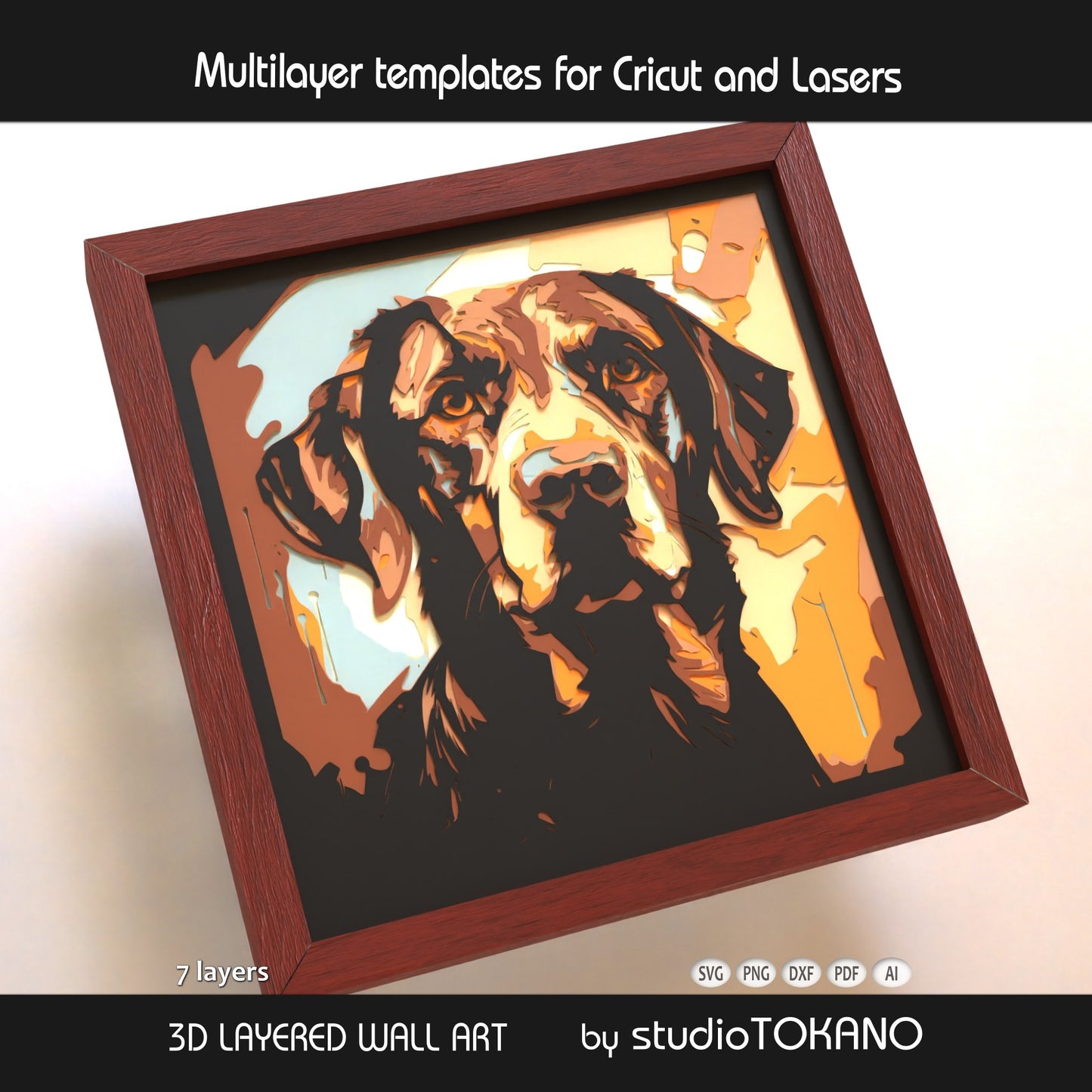 Labrador Layered SVG | 7 Multi Layer Dog Shadow Box Design | Cricut & Laser File