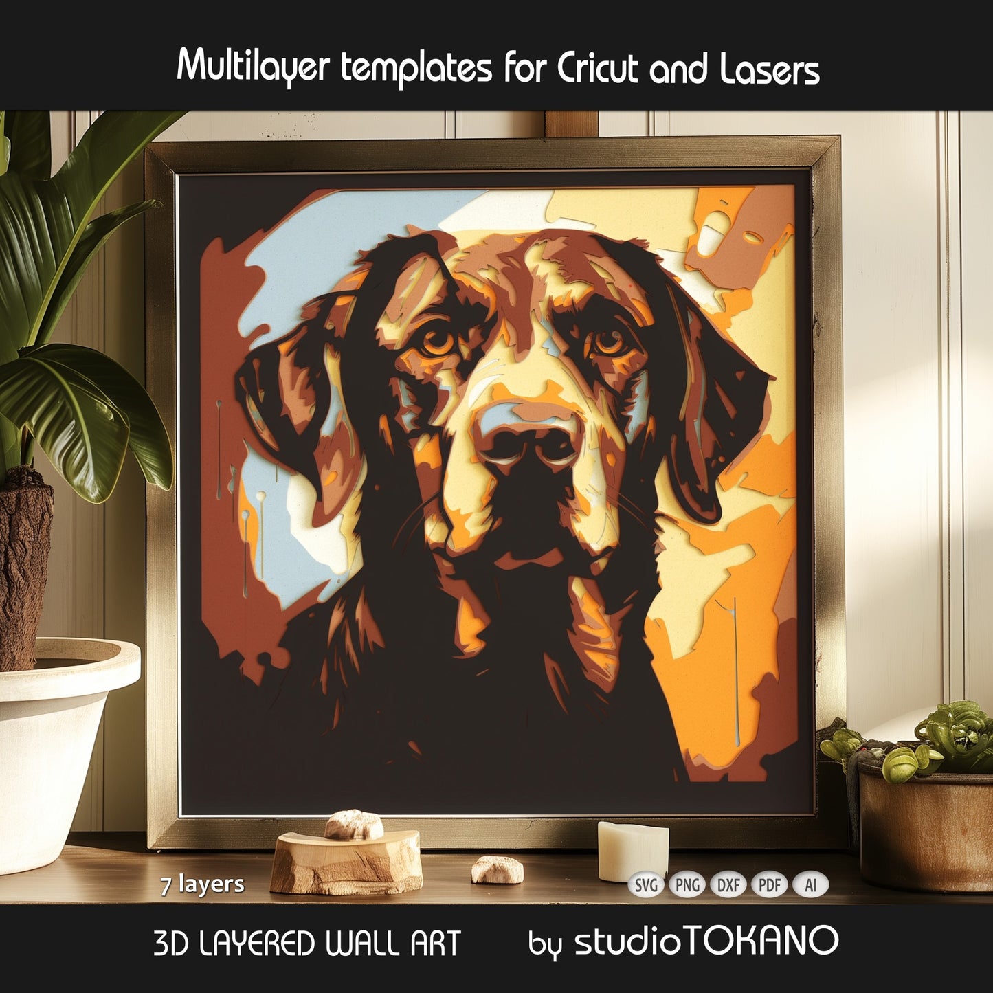 Labrador Layered SVG | 7 Multi Layer Dog Shadow Box Design | Cricut & Laser File