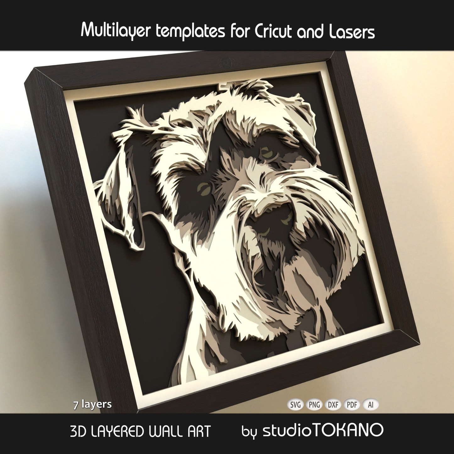 Schnauzer Layered SVG | Multi Layer Dog Shadow Box Design | Cricut & Laser File