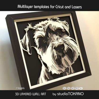 Schnauzer Layered SVG | Multi Layer Dog Shadow Box Design | Cricut & Laser File
