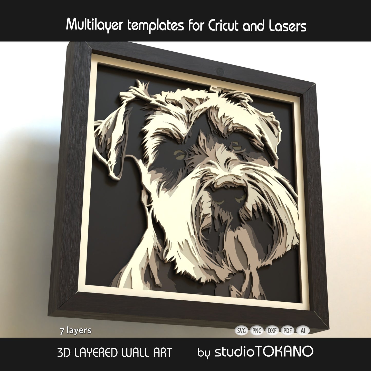 Schnauzer Layered SVG | Multi Layer Dog Shadow Box Design | Cricut & Laser File