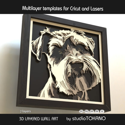 Schnauzer Layered SVG | Multi Layer Dog Shadow Box Design | Cricut & Laser File