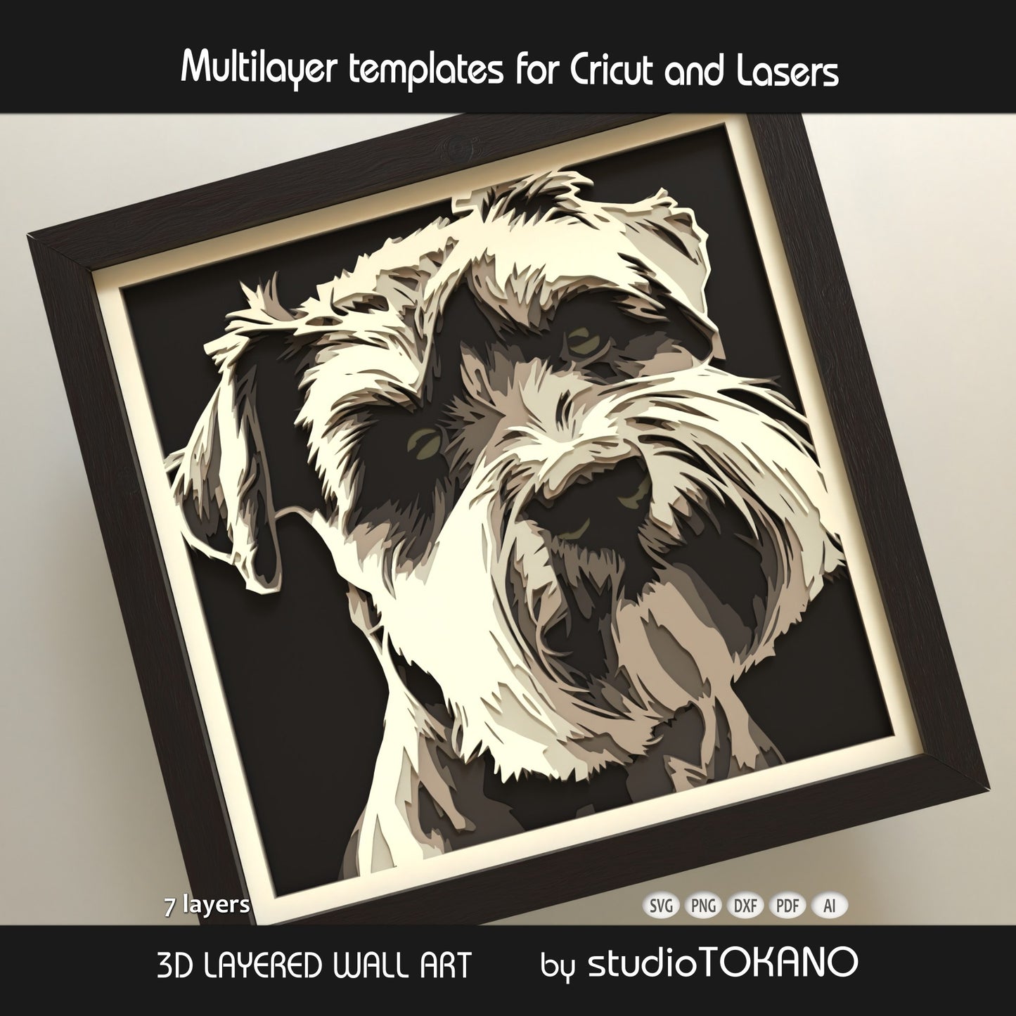 Schnauzer Layered SVG | Multi Layer Dog Shadow Box Design | Cricut & Laser File