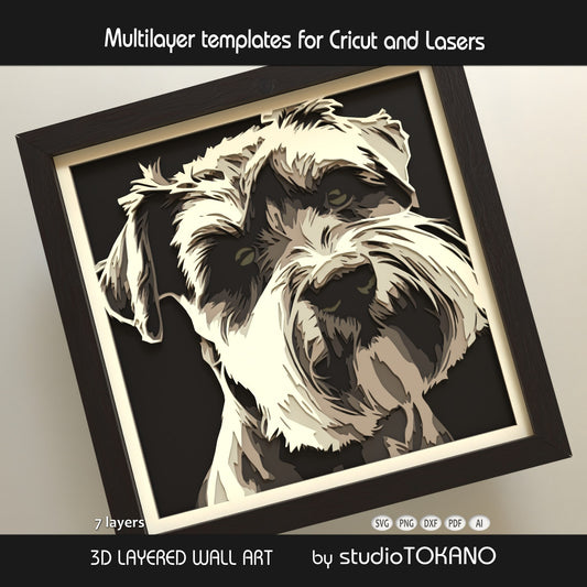 Schnauzer Layered SVG | Multi Layer Dog Shadow Box Design | Cricut & Laser File
