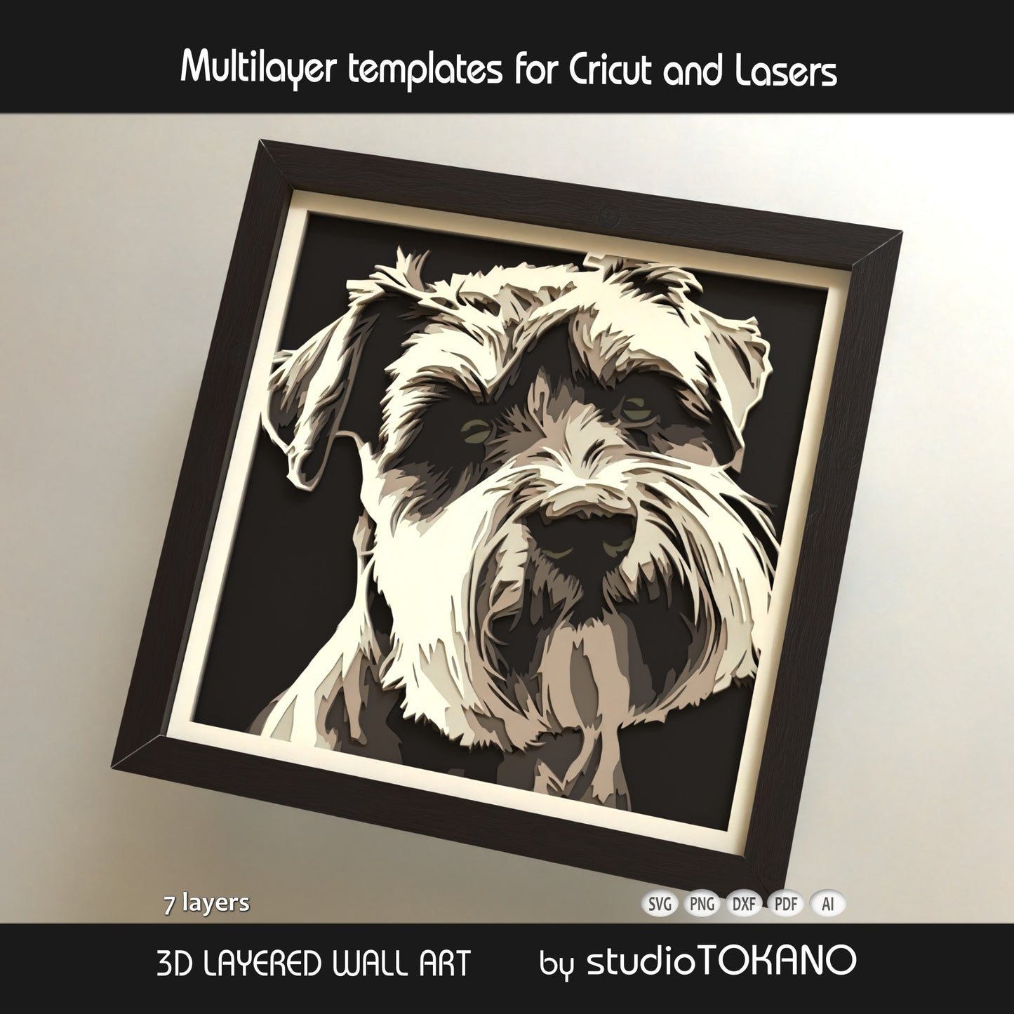Schnauzer Layered SVG | Multi Layer Dog Shadow Box Design | Cricut & Laser File