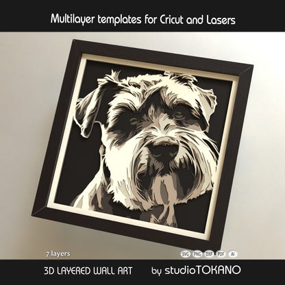 Schnauzer Layered SVG | Multi Layer Dog Shadow Box Design | Cricut & Laser File