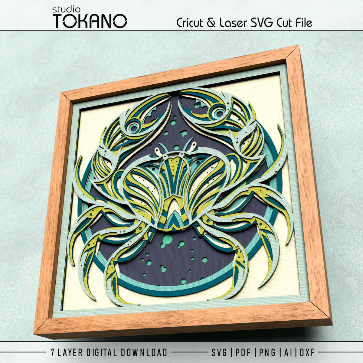 Crab Shadow Box SVG | 7 Layer Sea Life Wall Art | Cricut & Laser Cut File