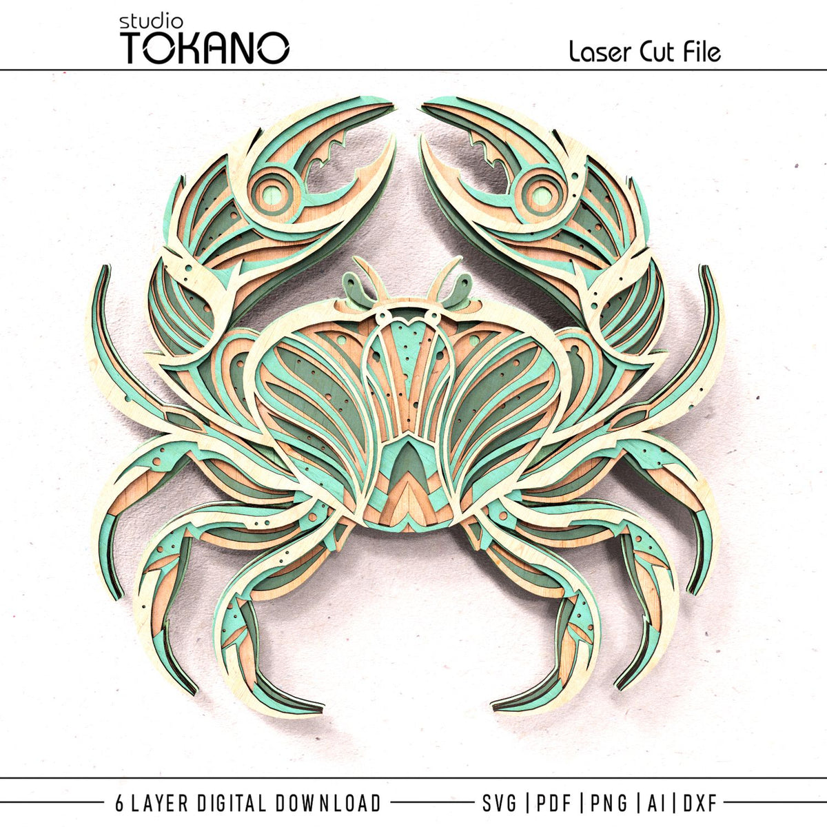 Crab Laser Cut SVG | 6-Layer Symmetrical Wall Art