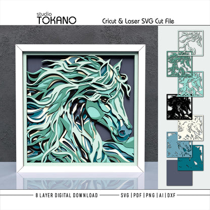 Horse Shadow Box SVG | 8 Layer Wall Art | Cricut & Laser Cut File