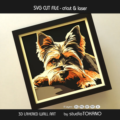 Yorkshire Terrier Shadow Box SVG | 8 Layer Yorkie Dog Portrait | Cricut & Laser