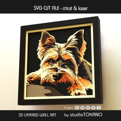 Yorkshire Terrier Shadow Box SVG | 8 Layer Yorkie Dog Portrait | Cricut & Laser