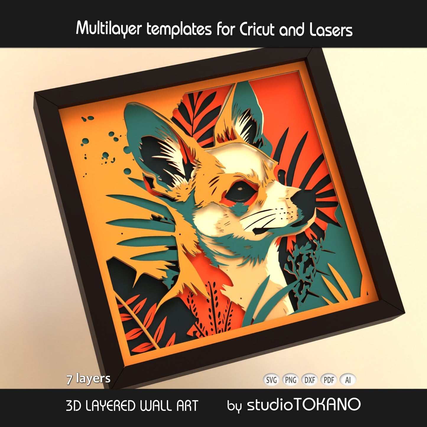 Chihuahua Shadow Box SVG | Small Dog Portrait Cut File | Cricut & Laser