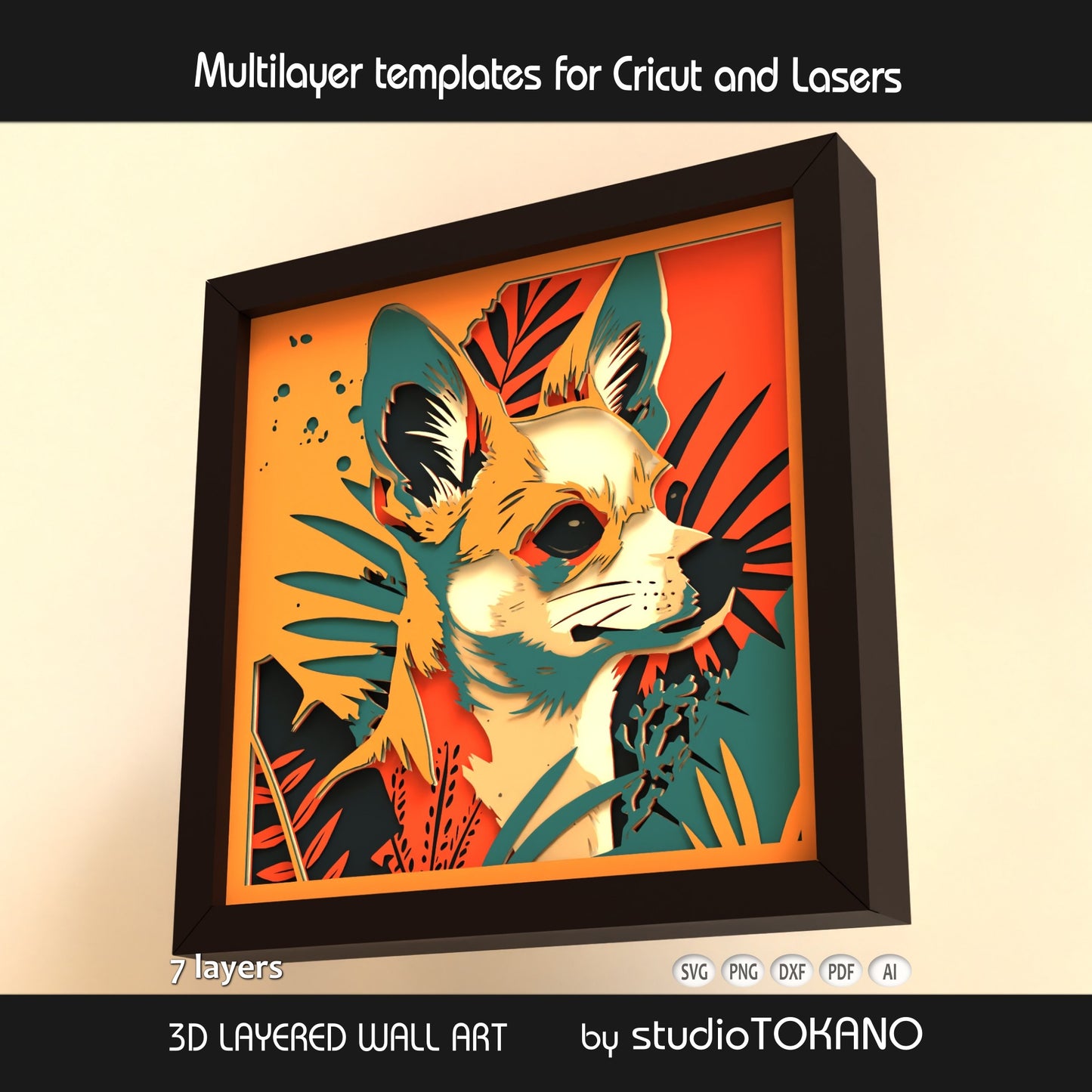 Chihuahua Shadow Box SVG | Small Dog Portrait Cut File | Cricut & Laser