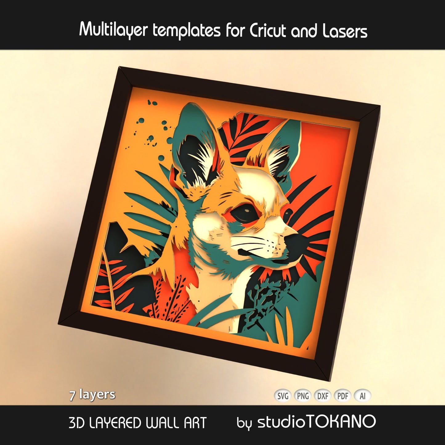 Chihuahua Shadow Box SVG | Small Dog Portrait Cut File | Cricut & Laser