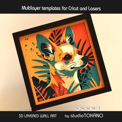 Chihuahua Shadow Box SVG | Small Dog Portrait Cut File | Cricut & Laser