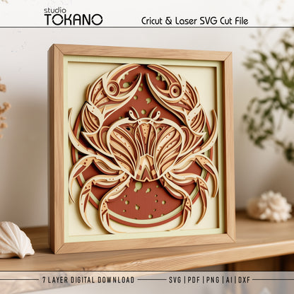 Crab Shadow Box SVG | 7 Layer Sea Life Wall Art | Cricut & Laser Cut File