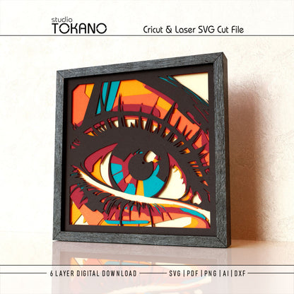 Eye Shadow Box SVG | 6 Layer Mystical Papercut Wall Art | Cricut & Laser Cut File