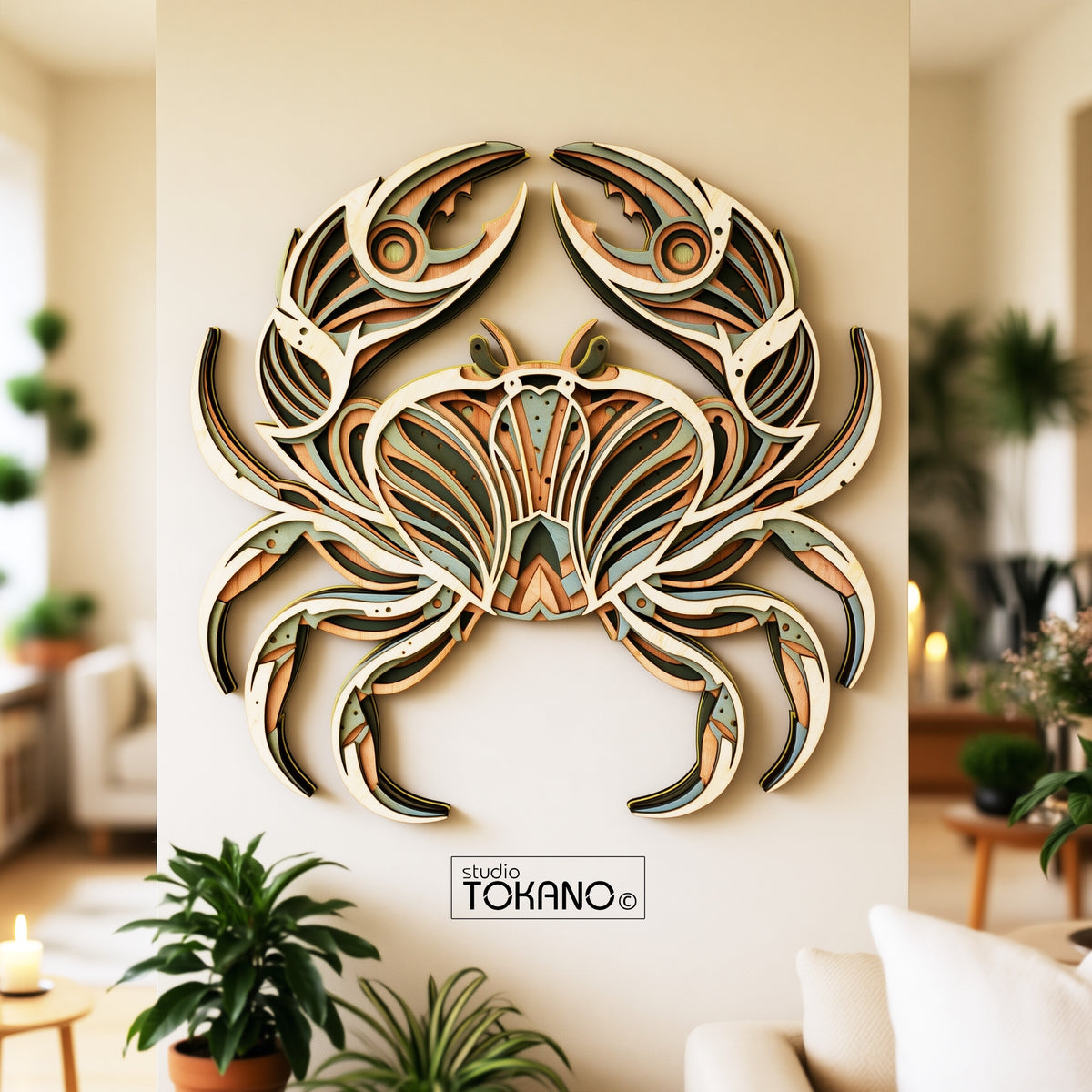 Crab Laser Cut SVG | 6-Layer Symmetrical Wall Art