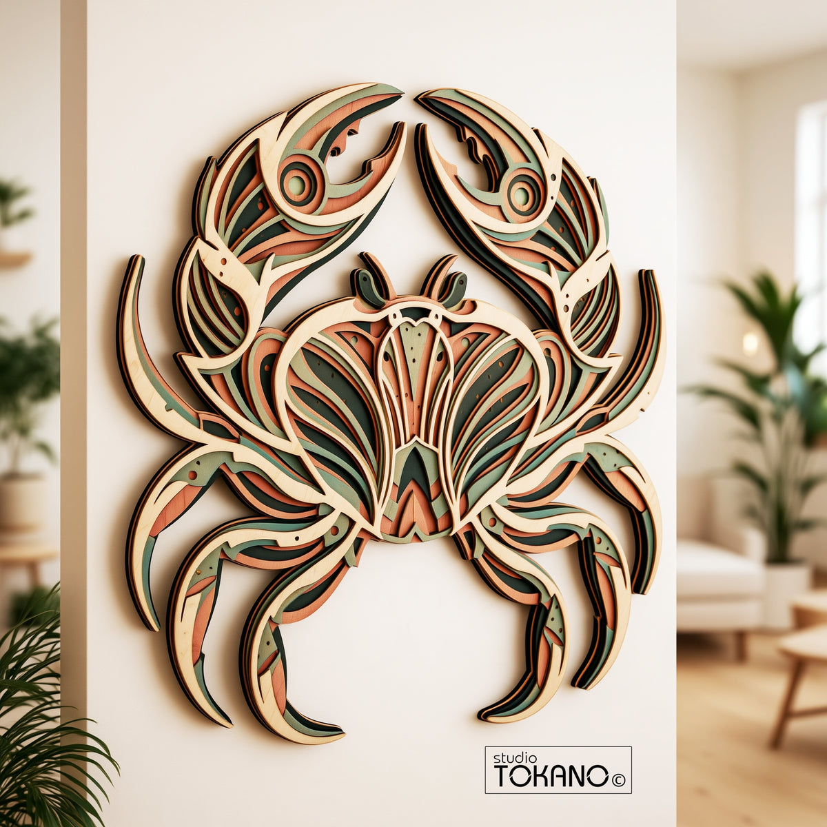 Crab Laser Cut SVG | 6-Layer Symmetrical Wall Art