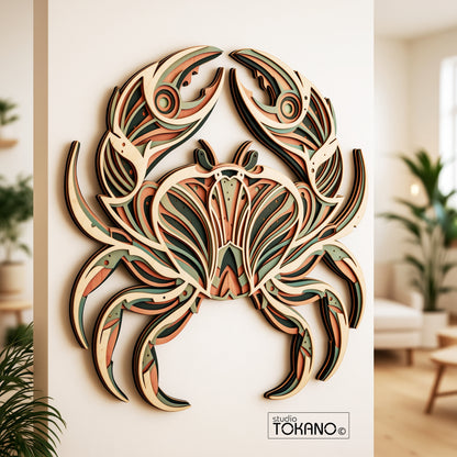 Crab Laser Cut SVG | 6-Layer Symmetrical Wall Art