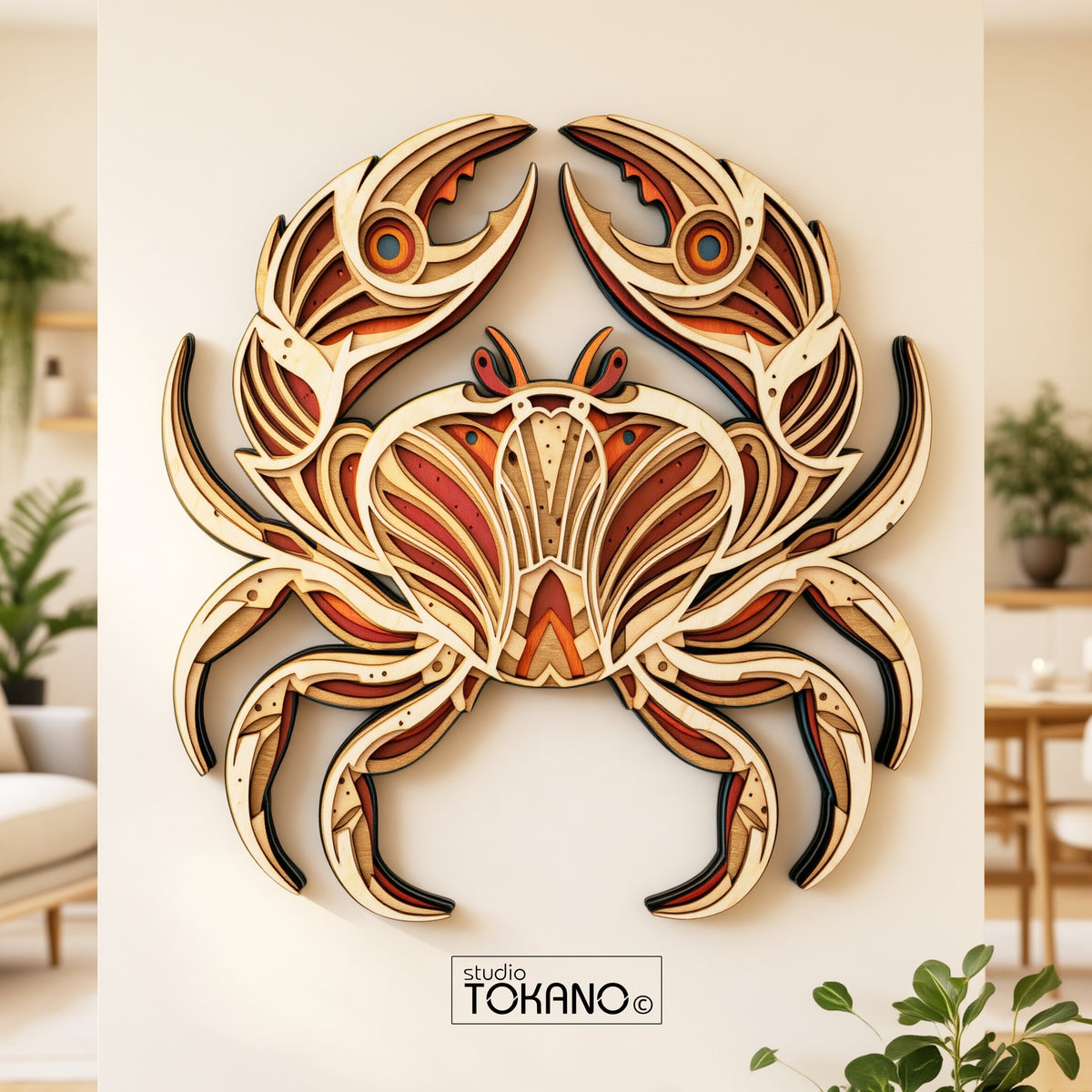 Crab Laser Cut SVG | 6-Layer Symmetrical Wall Art