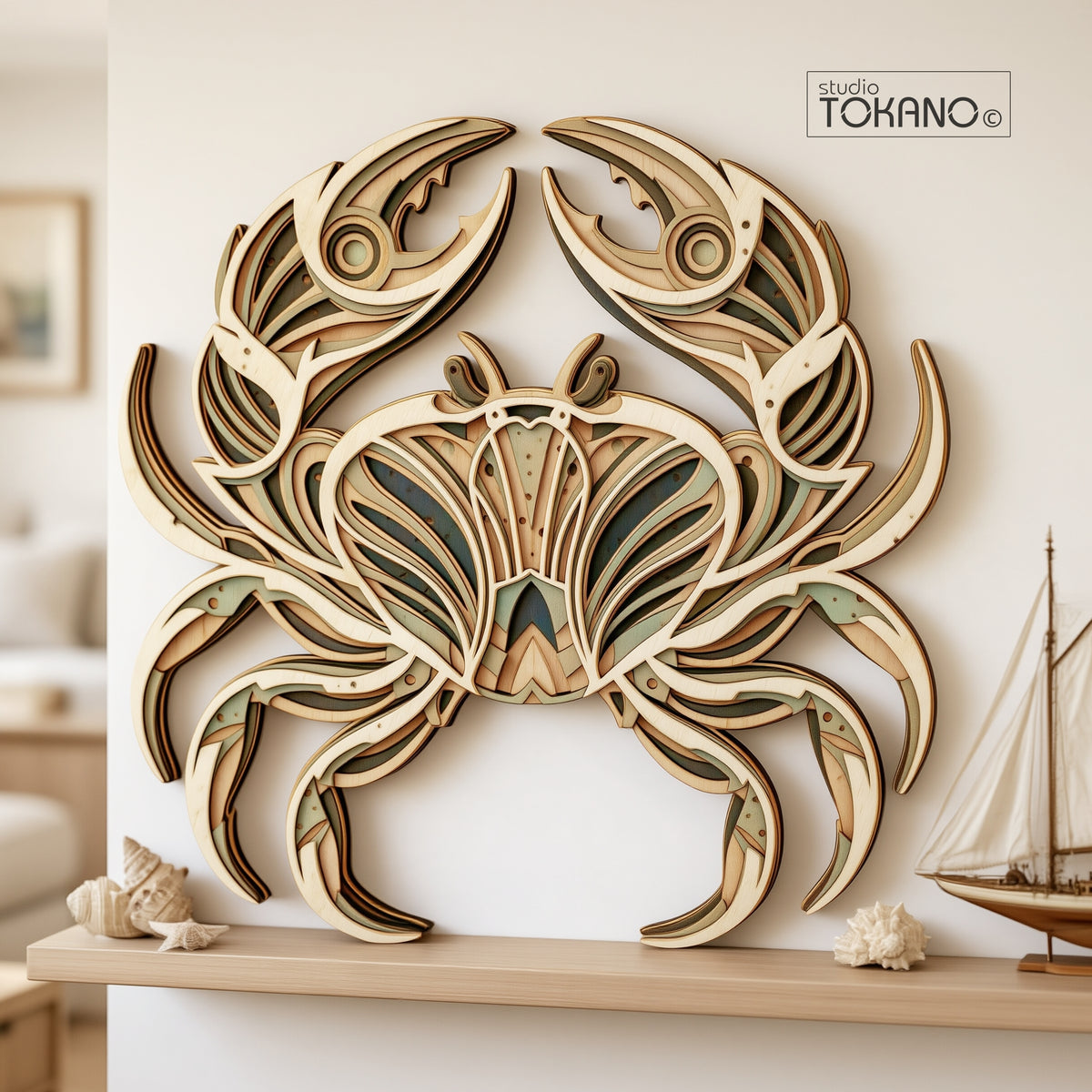 Crab Laser Cut SVG | 6-Layer Symmetrical Wall Art