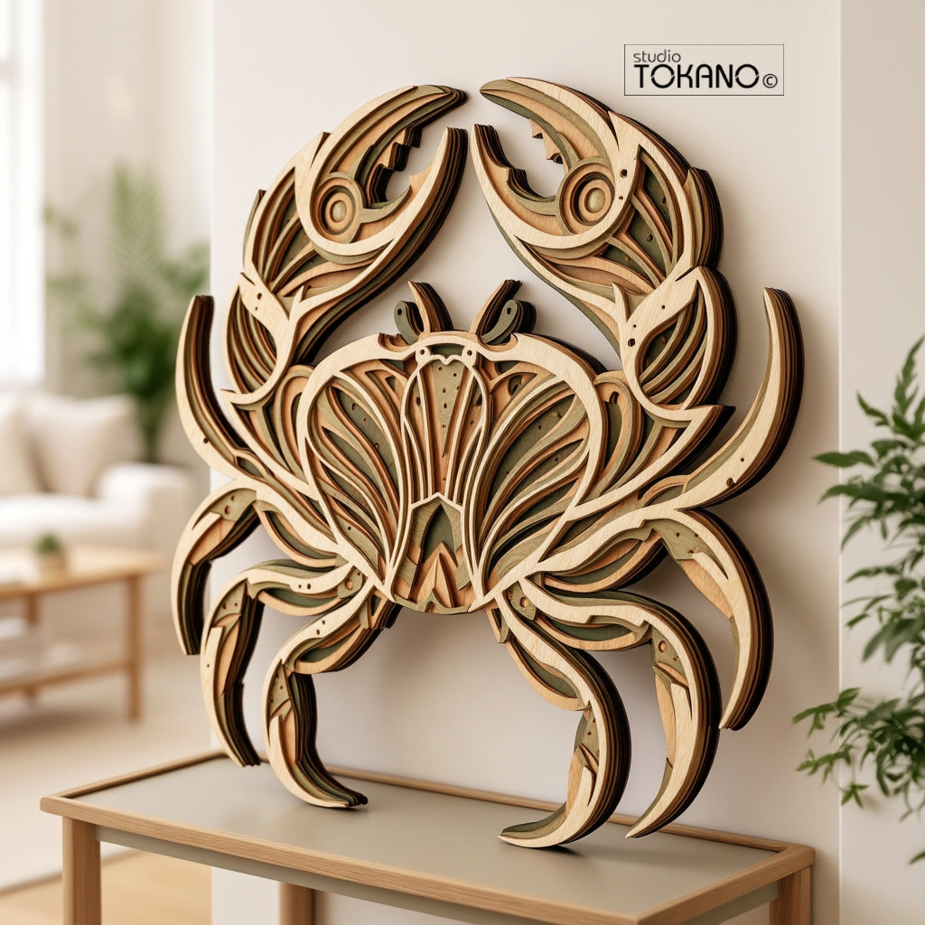 Crab Laser Cut SVG | 6-Layer Symmetrical Wall Art