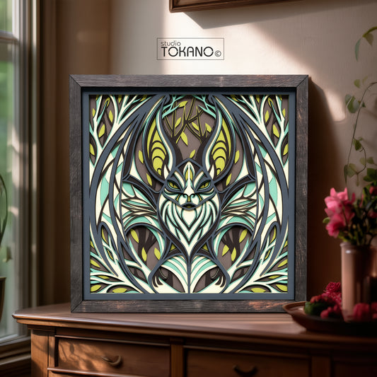 Gothic Bat Shadow Box SVG | 7-Layer Dark Wall Art