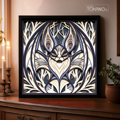Gothic Bat Shadow Box SVG | 7-Layer Dark Wall Art