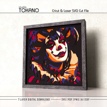 Harlequin Shadow Box SVG | 7 Layer Jester Wall Art | Cricut & Laser Cut File