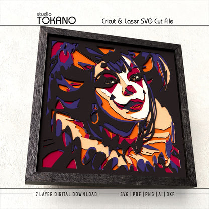 Harlequin Shadow Box SVG | 7 Layer Jester Wall Art | Cricut & Laser Cut File