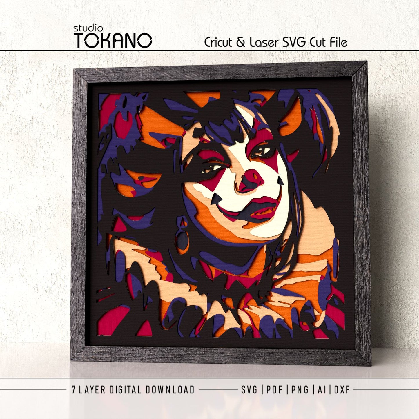Harlequin Shadow Box SVG | 7 Layer Jester Wall Art | Cricut & Laser Cut File