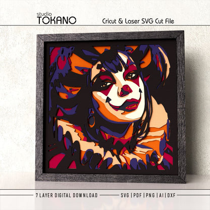 Harlequin Shadow Box SVG | 7 Layer Jester Wall Art | Cricut & Laser Cut File
