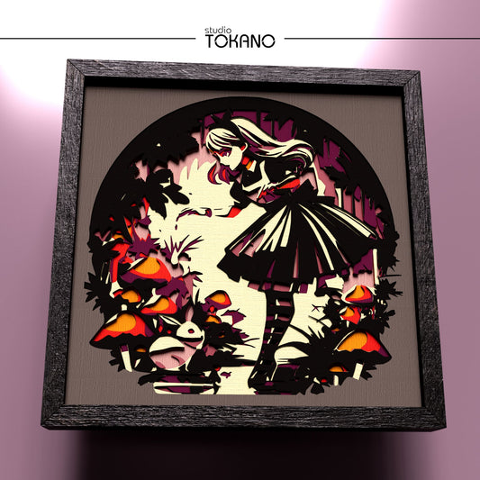 Alice in Wonderland Shadow Box SVG | 8 Layer Wonderland Wall Art | Cricut & Laser Cut File