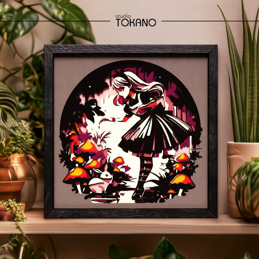 Alice in Wonderland Shadow Box SVG | 8 Layer Wonderland Wall Art | Cricut & Laser Cut File