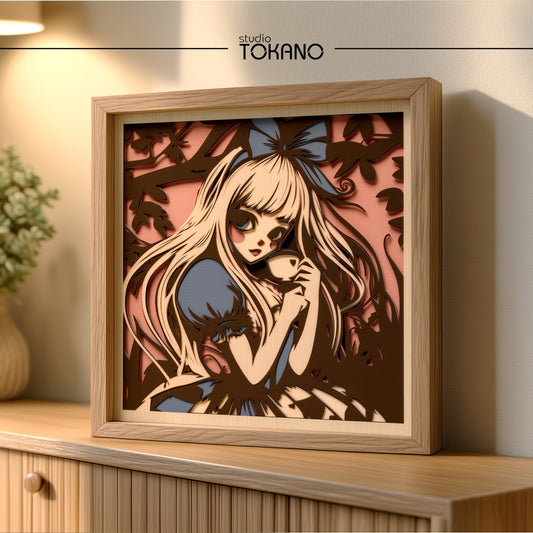 Dark Alice Shadow Box SVG | 6 Layer Wonderland Wall Art | Cricut & Laser Cut File